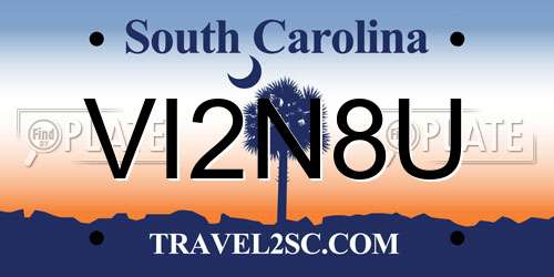 VI2N8U South Carolina License Plate