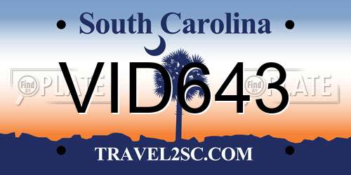 VID643 South Carolina License Plate