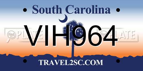 VIH964 South Carolina License Plate