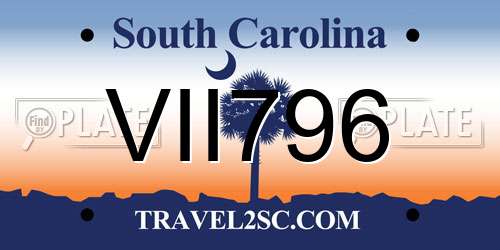 VII796 South Carolina License Plate