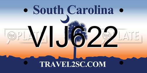 VIJ622 South Carolina License Plate