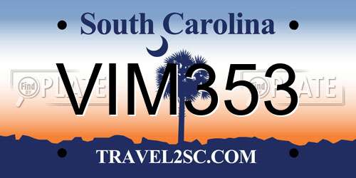 VIM353 South Carolina License Plate