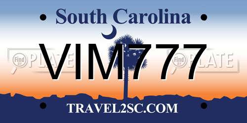 VIM777 South Carolina License Plate