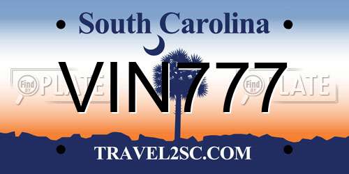 VIN777 South Carolina License Plate