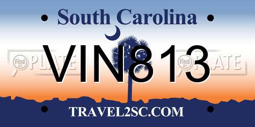 VIN813 South Carolina License Plate