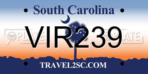 VIR239 South Carolina License Plate