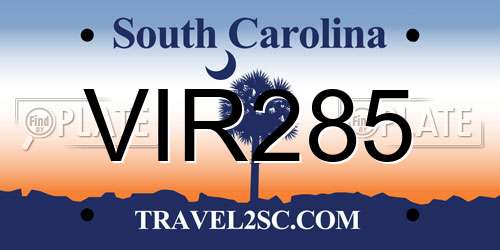 VIR285 South Carolina License Plate