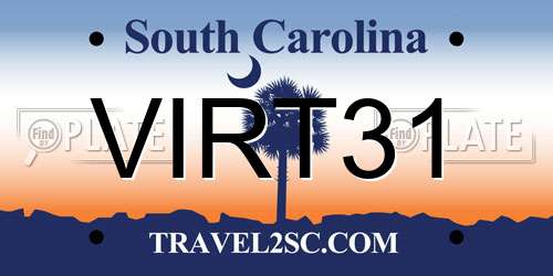 VIRT31 South Carolina License Plate