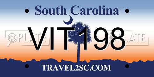 VIT198 South Carolina License Plate