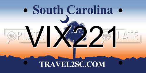 VIX221 South Carolina License Plate