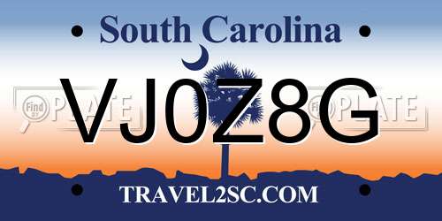 VJ0Z8G South Carolina License Plate