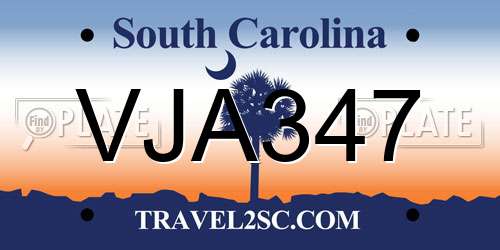 VJA347 South Carolina License Plate