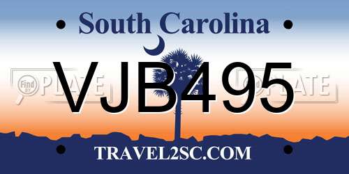 VJB495 South Carolina License Plate