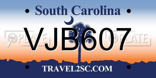 VJB607 South Carolina License Plate