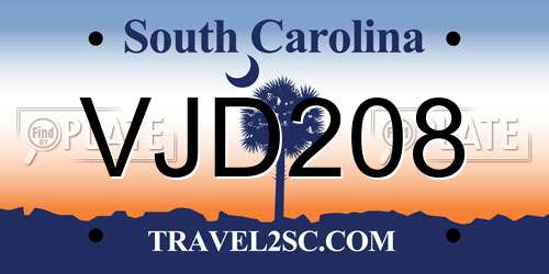VJD208 South Carolina License Plate