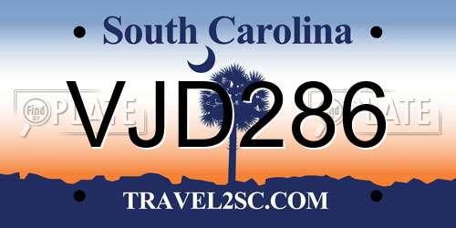 VJD286 South Carolina License Plate