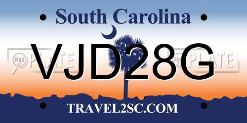 VJD28G South Carolina License Plate
