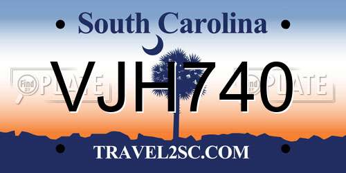 VJH740 South Carolina License Plate