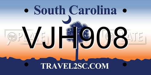 VJH908 South Carolina License Plate