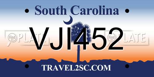 VJI452 South Carolina License Plate