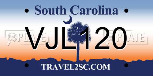 VJL120 South Carolina License Plate
