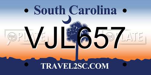 VJL657 South Carolina License Plate