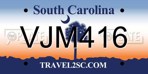 VJM416 South Carolina License Plate
