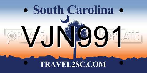 VJN991 South Carolina License Plate