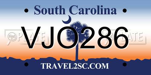 VJO286 South Carolina License Plate