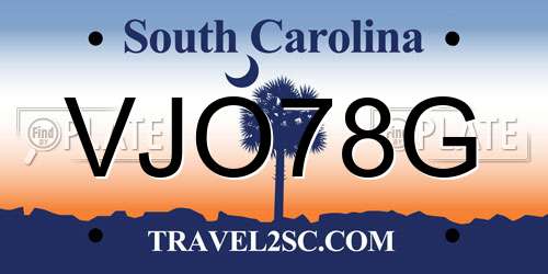 VJO78G South Carolina License Plate