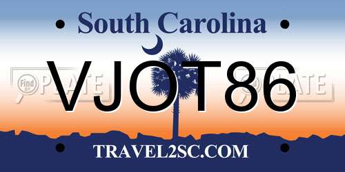 VJOT86 South Carolina License Plate