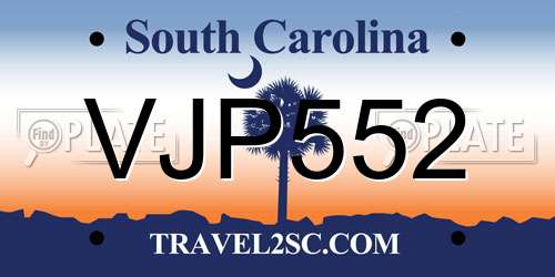 VJP552 South Carolina License Plate