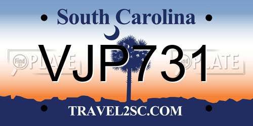 VJP731 South Carolina License Plate