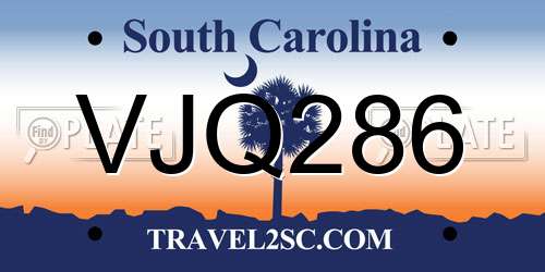 VJQ286 South Carolina License Plate