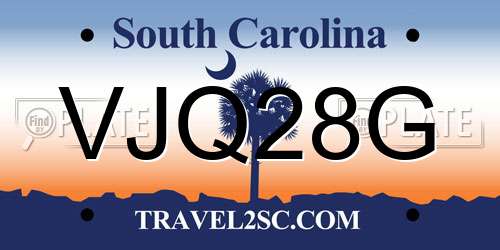VJQ28G South Carolina License Plate