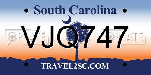 VJQ747 South Carolina License Plate