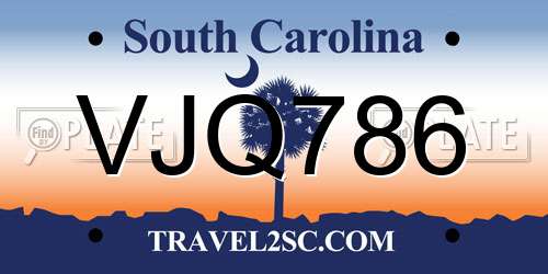 VJQ786 South Carolina License Plate