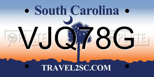 VJQ78G South Carolina License Plate