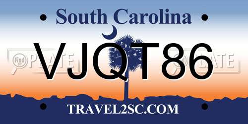 VJQT86 South Carolina License Plate