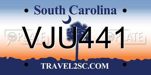 VJU441 South Carolina License Plate