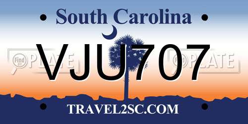 VJU707 South Carolina License Plate