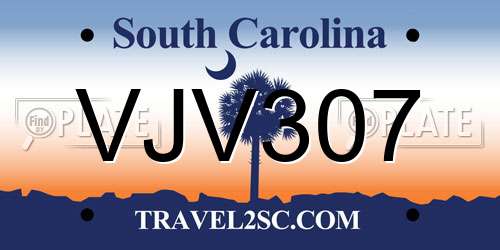 VJV307 South Carolina License Plate