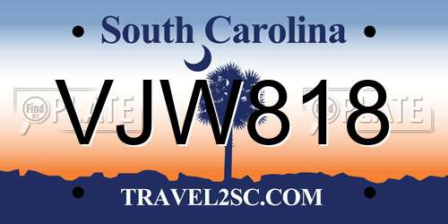 VJW818 South Carolina License Plate