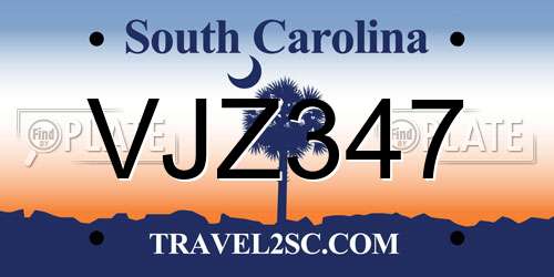 VJZ347 South Carolina License Plate