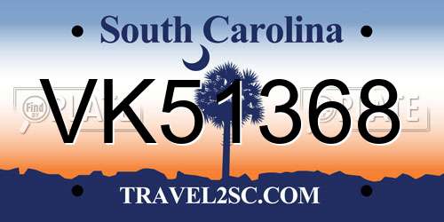 VK51368 South Carolina License Plate
