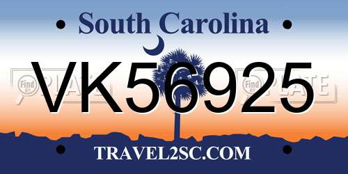 VK56925 South Carolina License Plate
