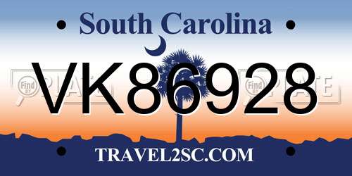 VK86928 South Carolina License Plate