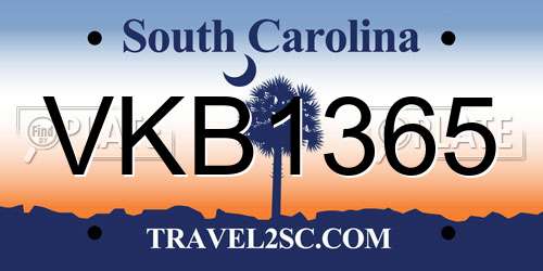 VKB1365 South Carolina License Plate