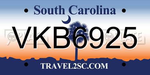 VKB6925 South Carolina License Plate