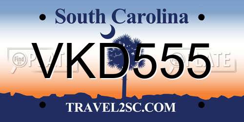 VKD555 South Carolina License Plate